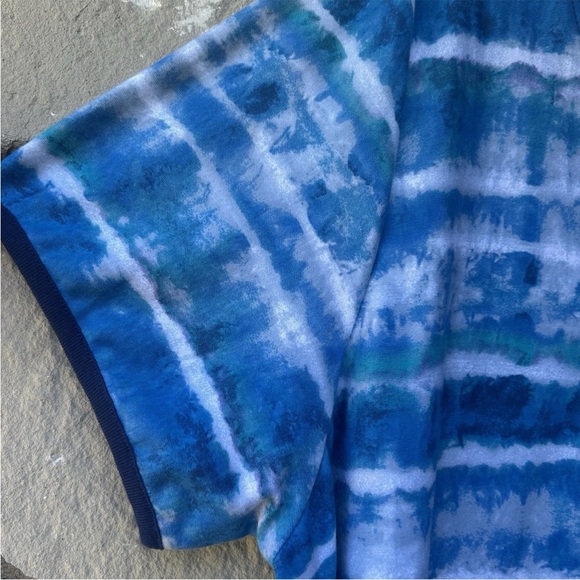 Dreams & Co. Plus Size 3X Petite Long Blue Tie Dye Print Cotton Poly Gown NEW - Picture 8 of 9